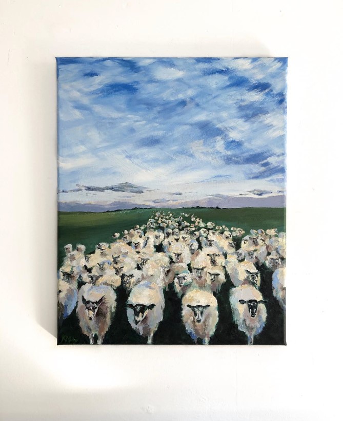 Marching Sheep Oil Painting