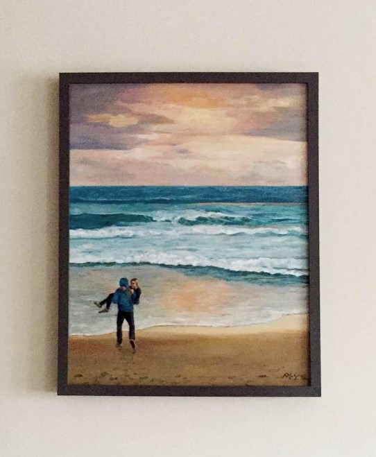 Beach Engagement Oil Painting