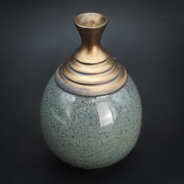 Thrown porcelain, glaze and oxides (2021).