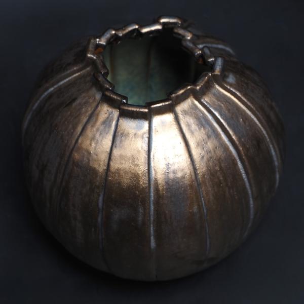 Thrown and altered stoneware, glaze and oxides (2021).