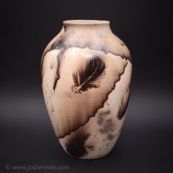 Thrown stoneware, terra sigillata, horsehair raku (2021).