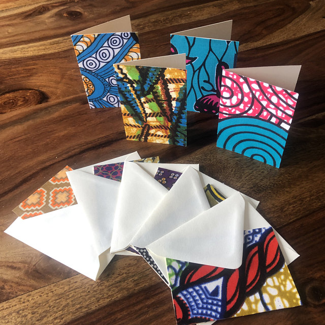 Handmade African print small blank note cards (pack of 10)