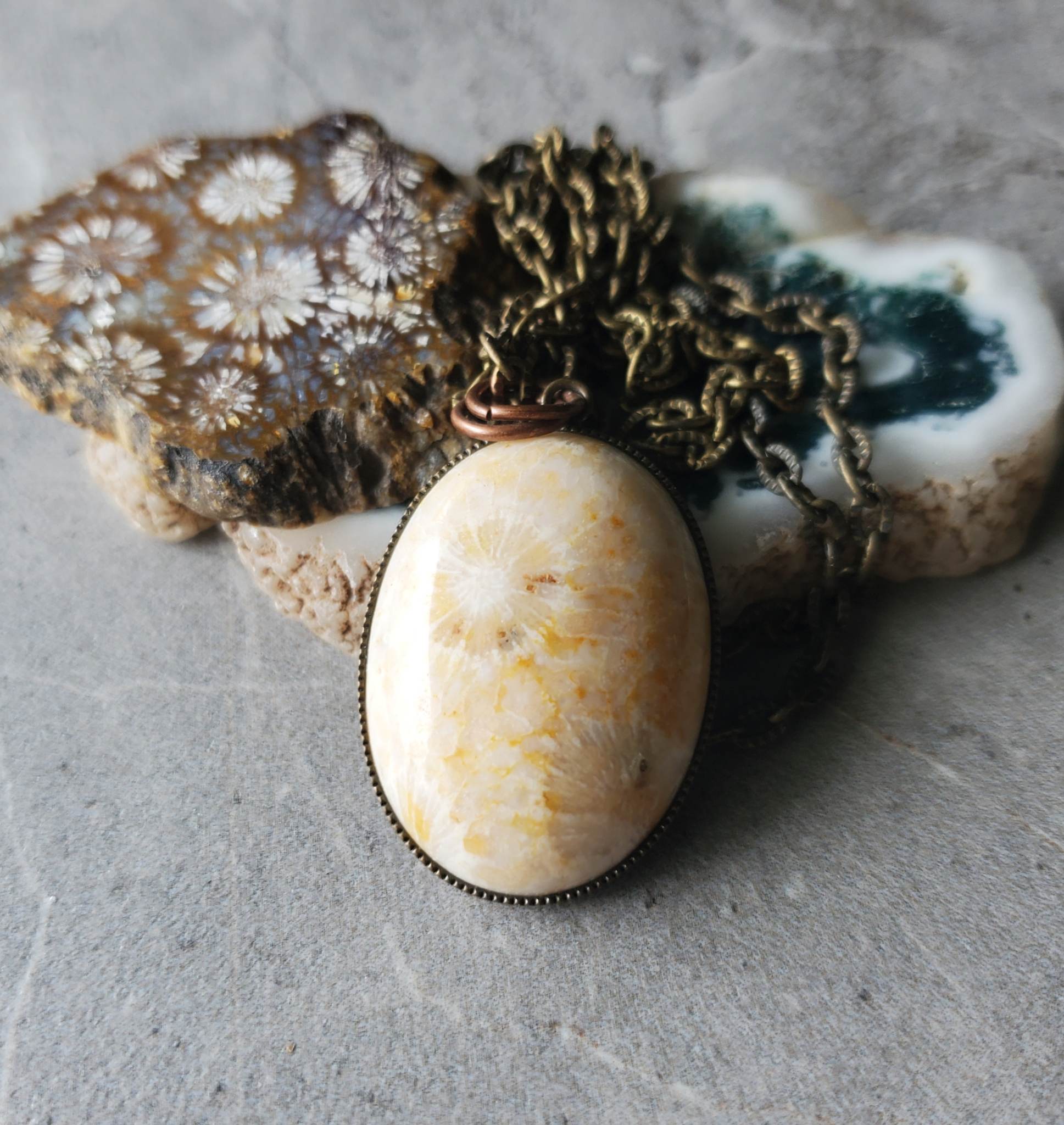 Beautiful Cream Fossilized Coral Necklace - *Sold*