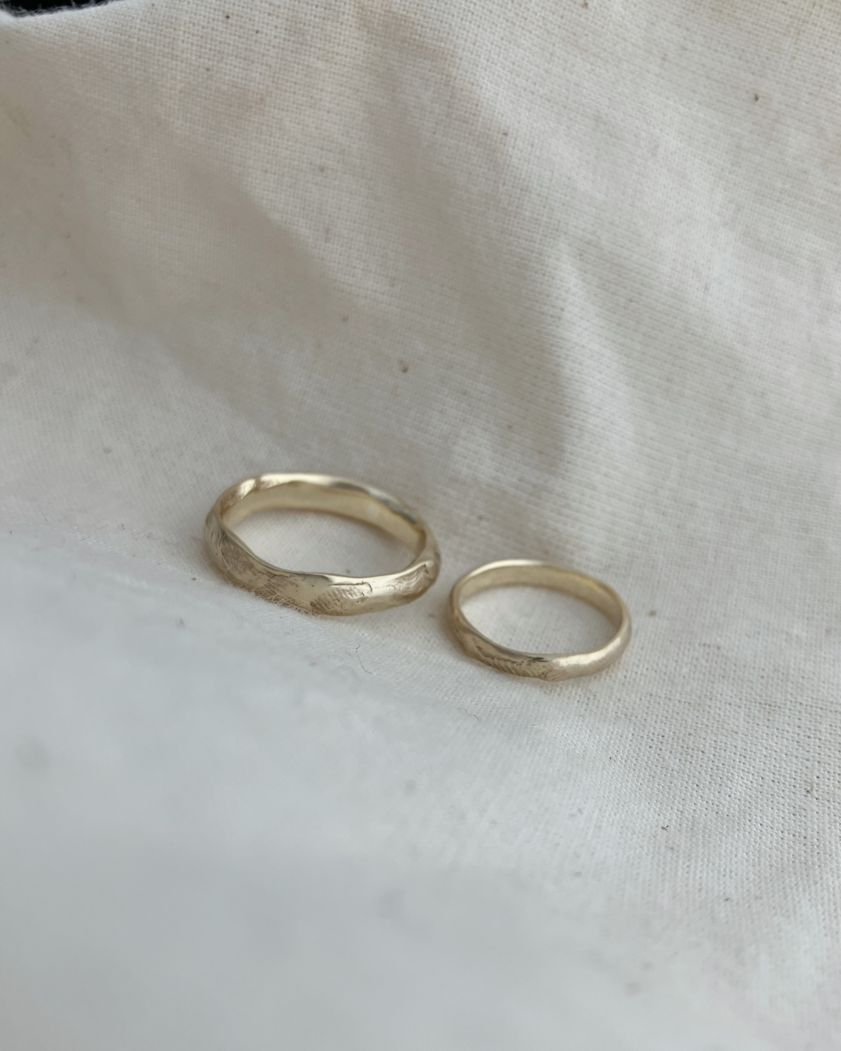 fingerprint wedding band recycled 9, 14, 18 carat gold handmade in bristol