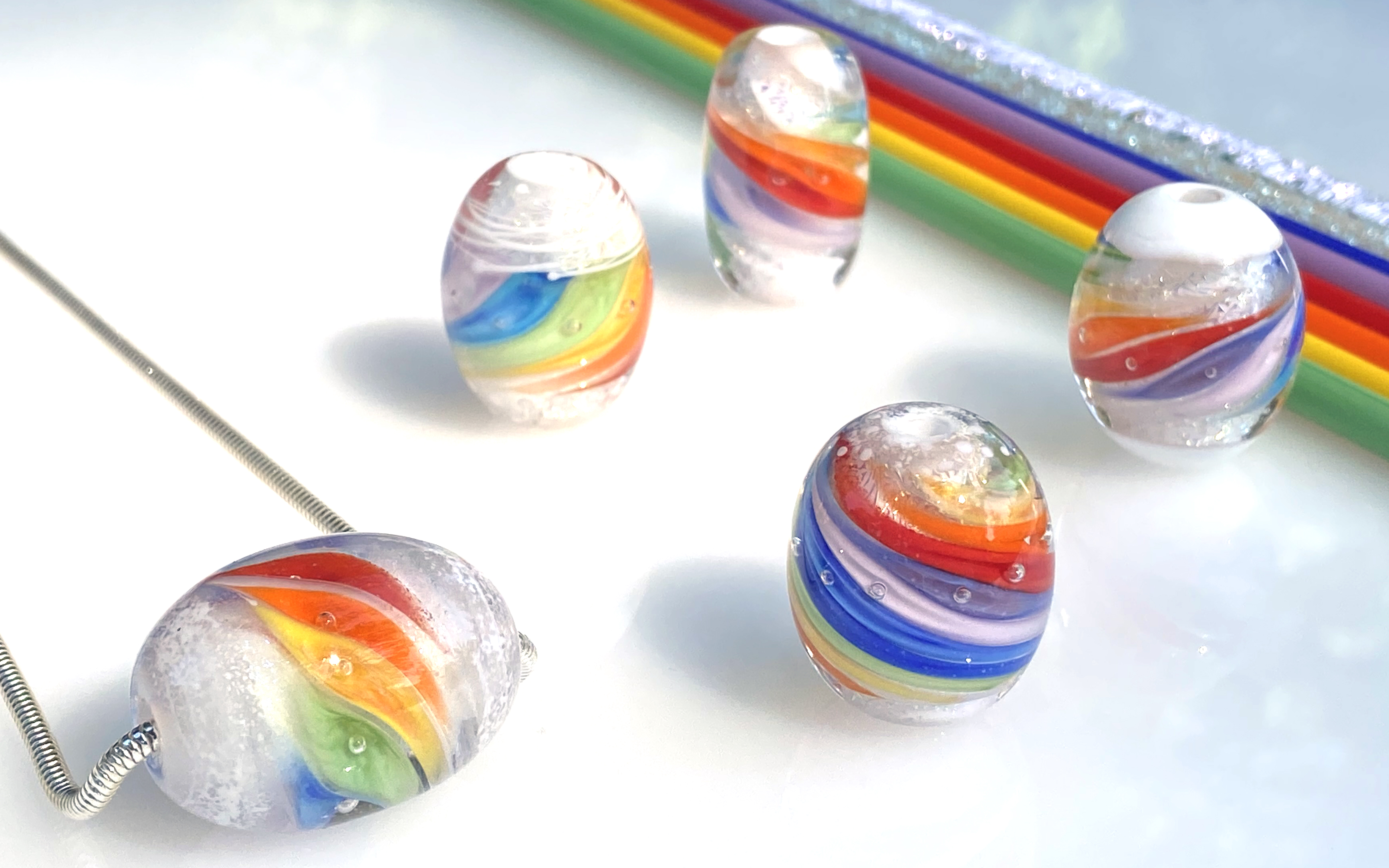 Rainbow Art Glass Beads by Liliana Glenn