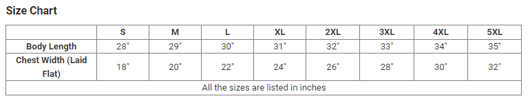 sippin hot tee size chart