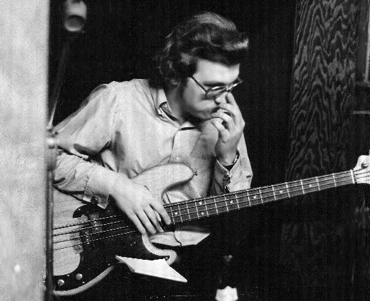 A young R. Stevie Moore plays bass in a session, early 1970s