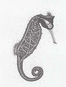 Mech Sea Horse - Ink