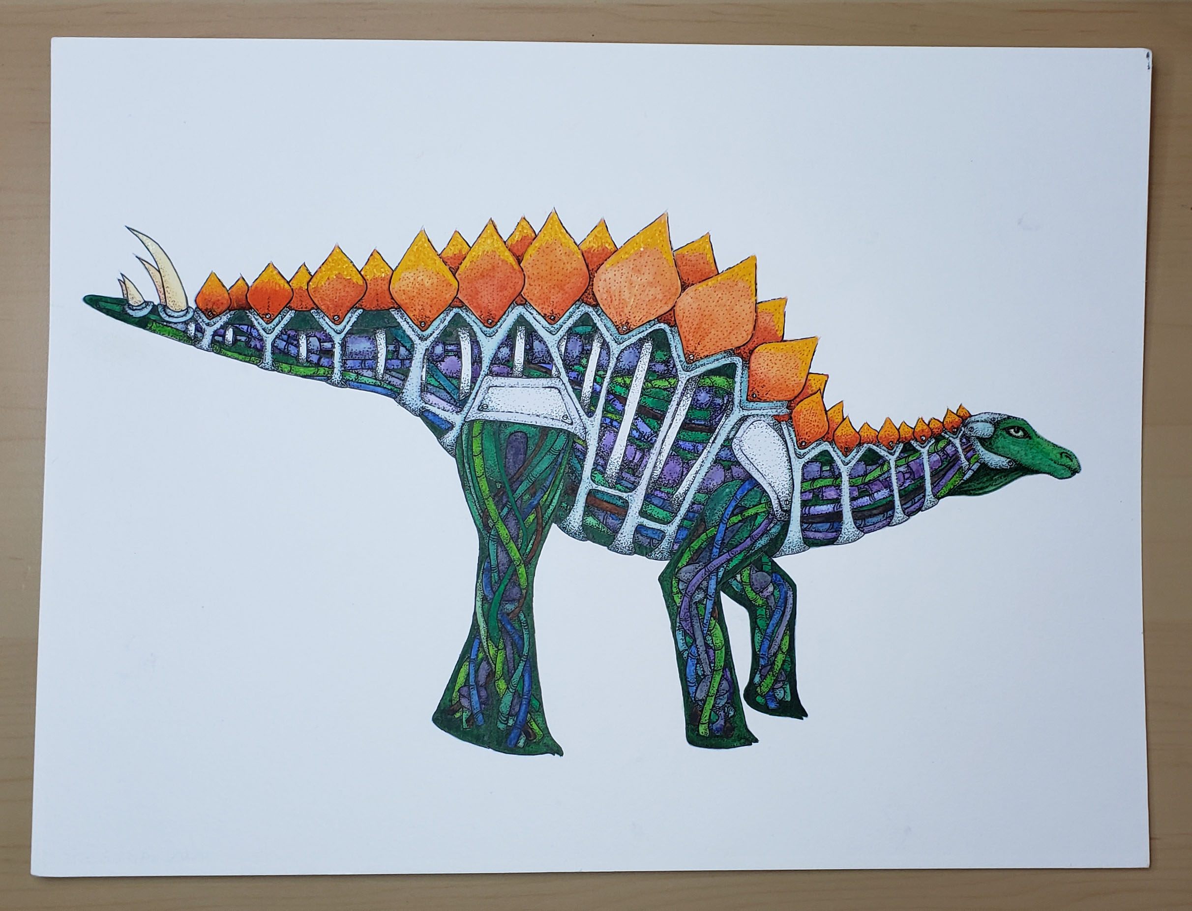 Stegosaurus - Watercolor and Ink