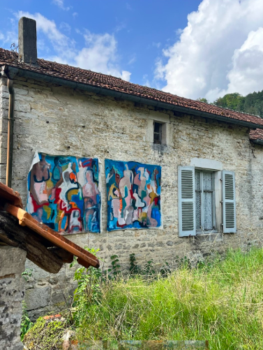 One of the artists chose to hang their works around the village for open studio day.