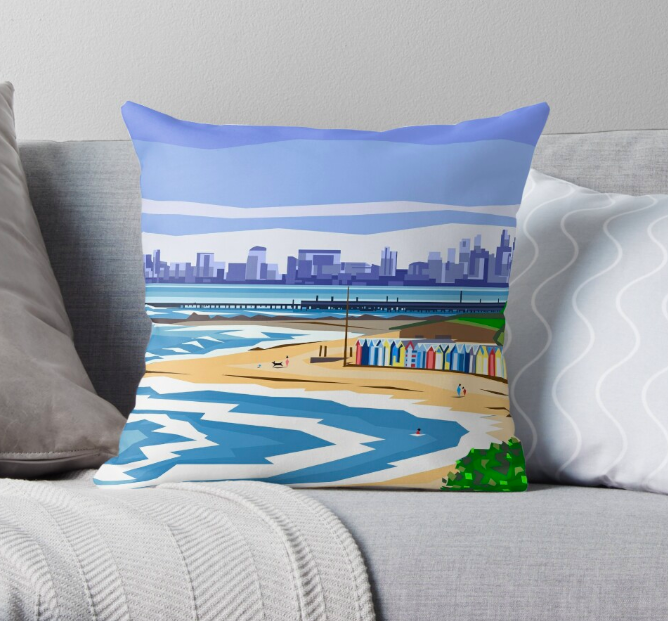 ST KILDA BEACH, MELBOURNE, AUSTRALIA CUSHION