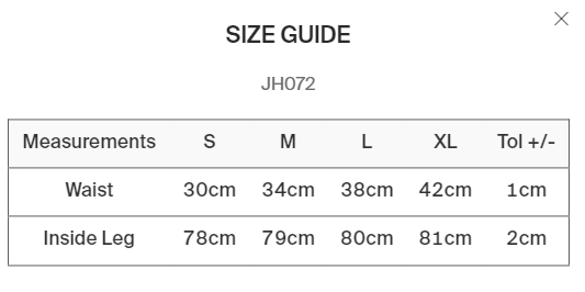 size guide for joggers