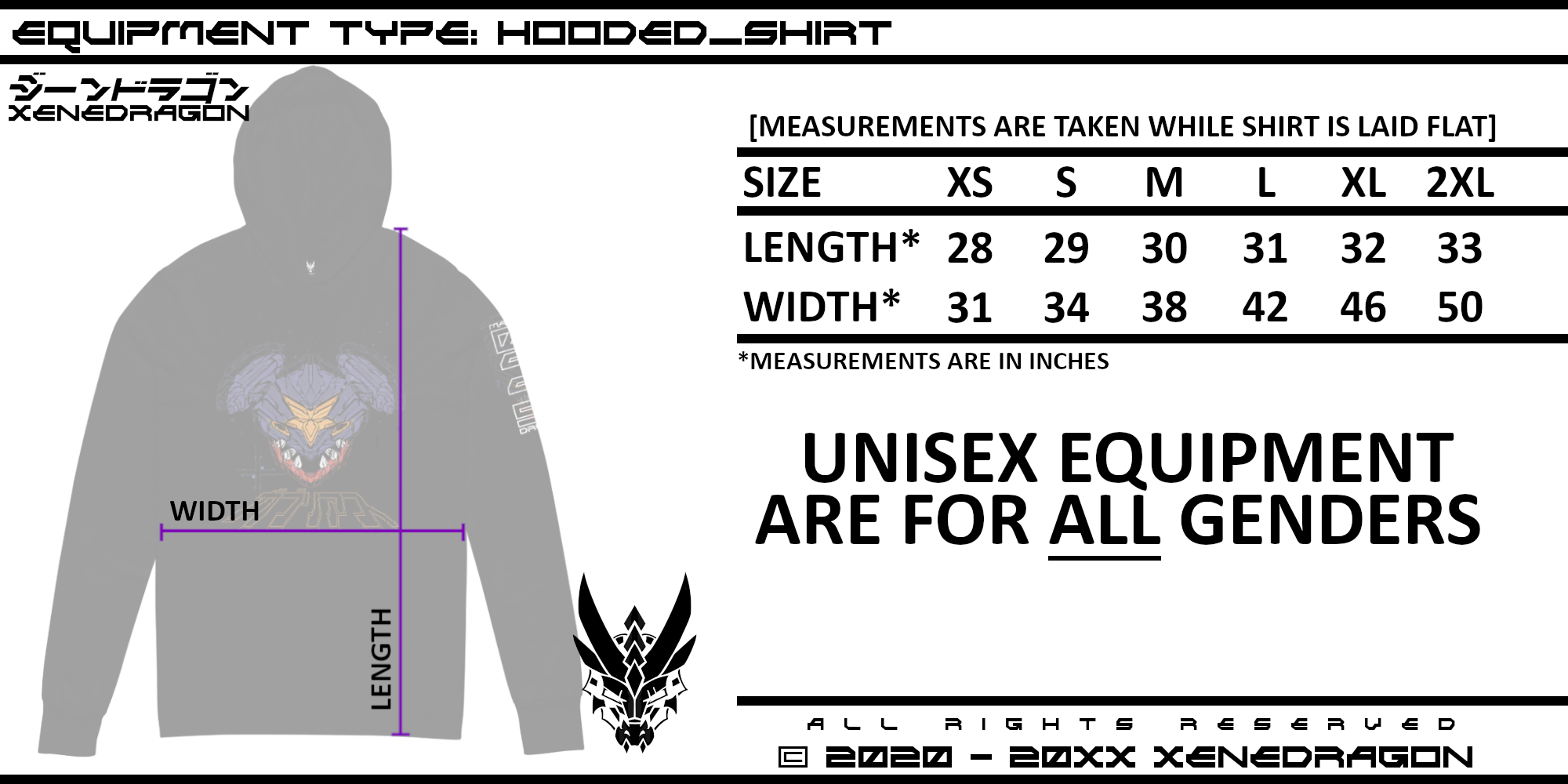 Hooded Shirt SIZING CHART