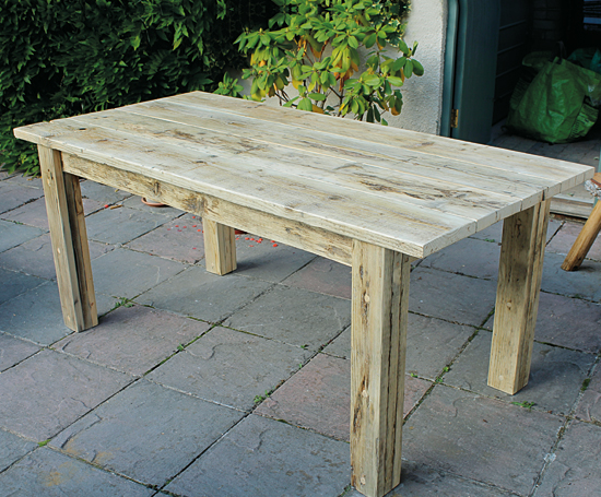 Kitchen table made from reclaimed wood