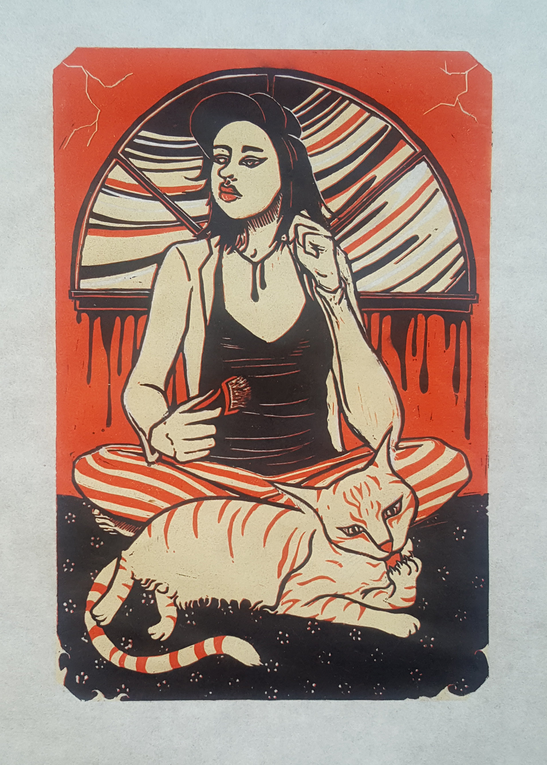 Storm Linoleum Block Print