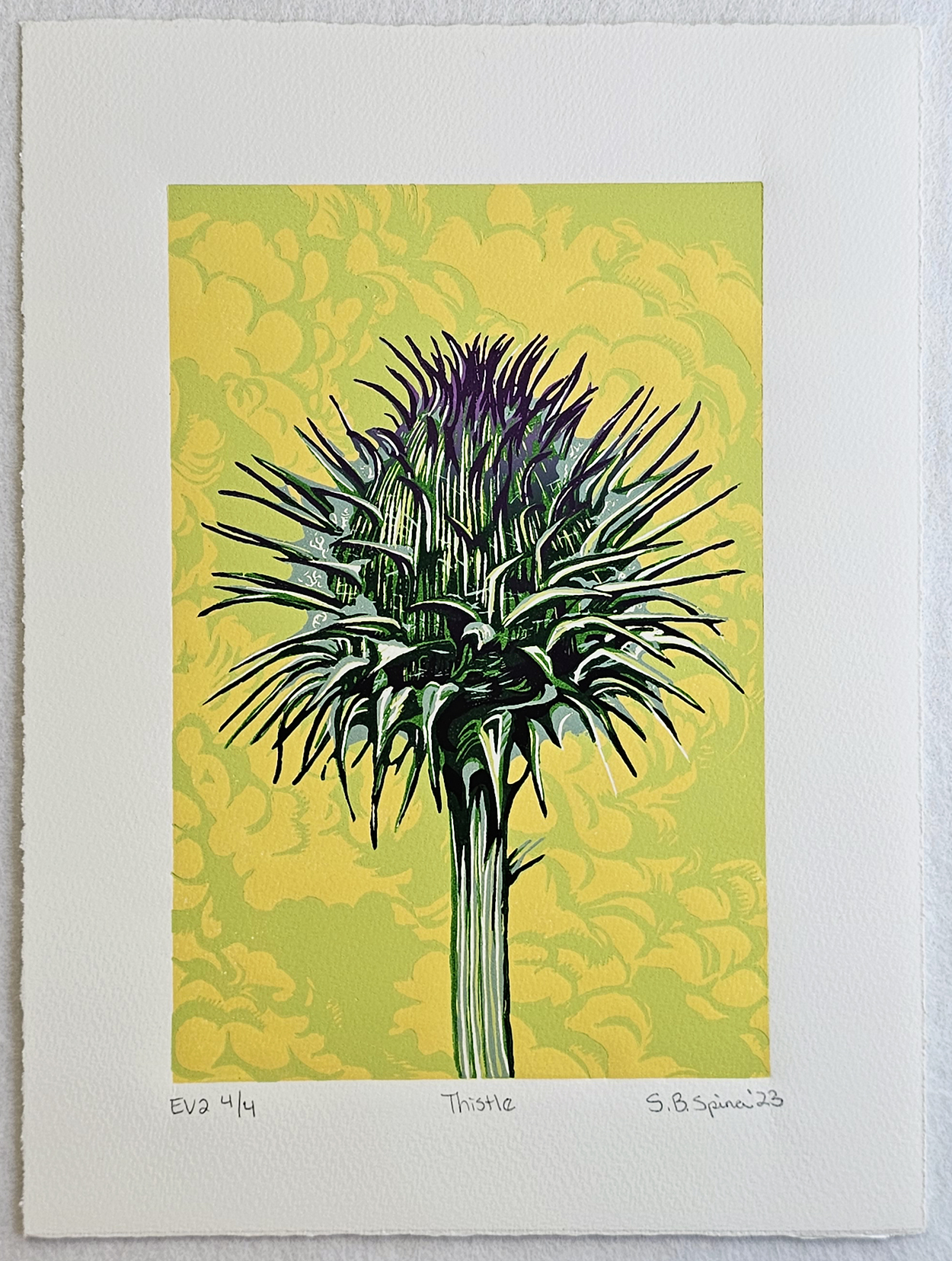 Thistle Variant 2 Linoleum block print