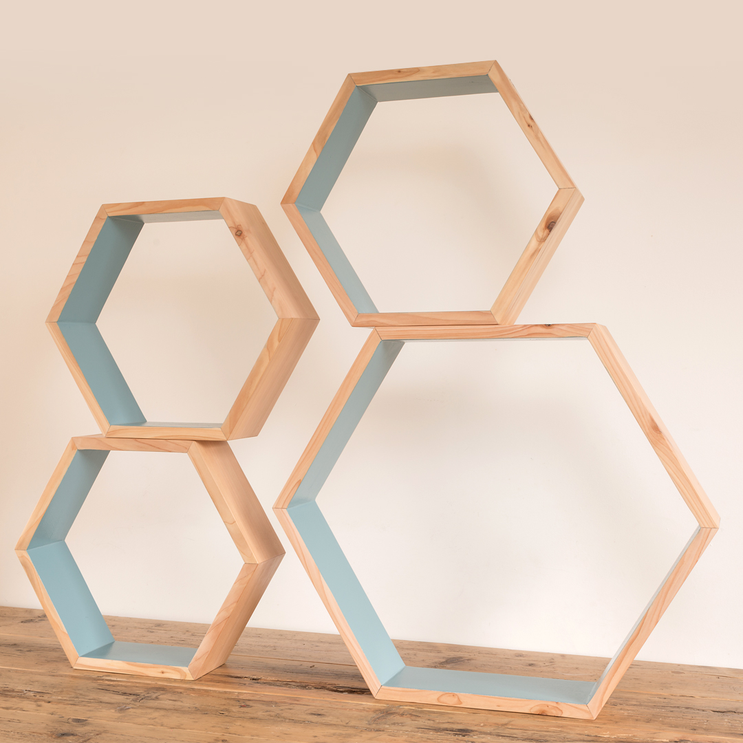 Bespoke hexagonal shelves in various sizes