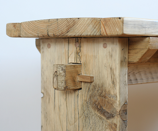 Handmade scaffold board bench detail