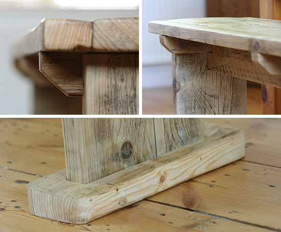 Handmade scaffold board bench details