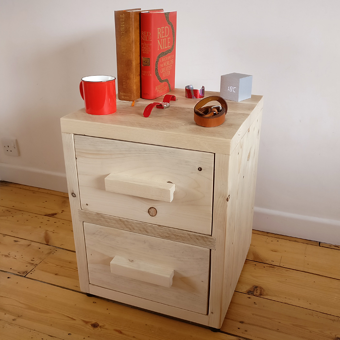 Reclaimed wood bedside table