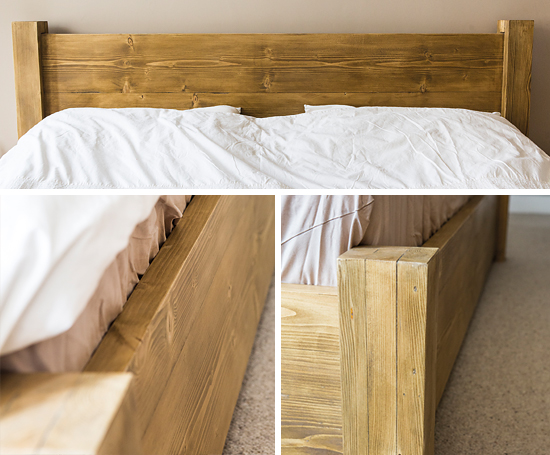 Reclaimed wood bed in detail