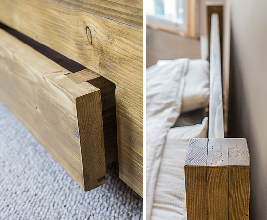 Reclaimed wood bed close ups