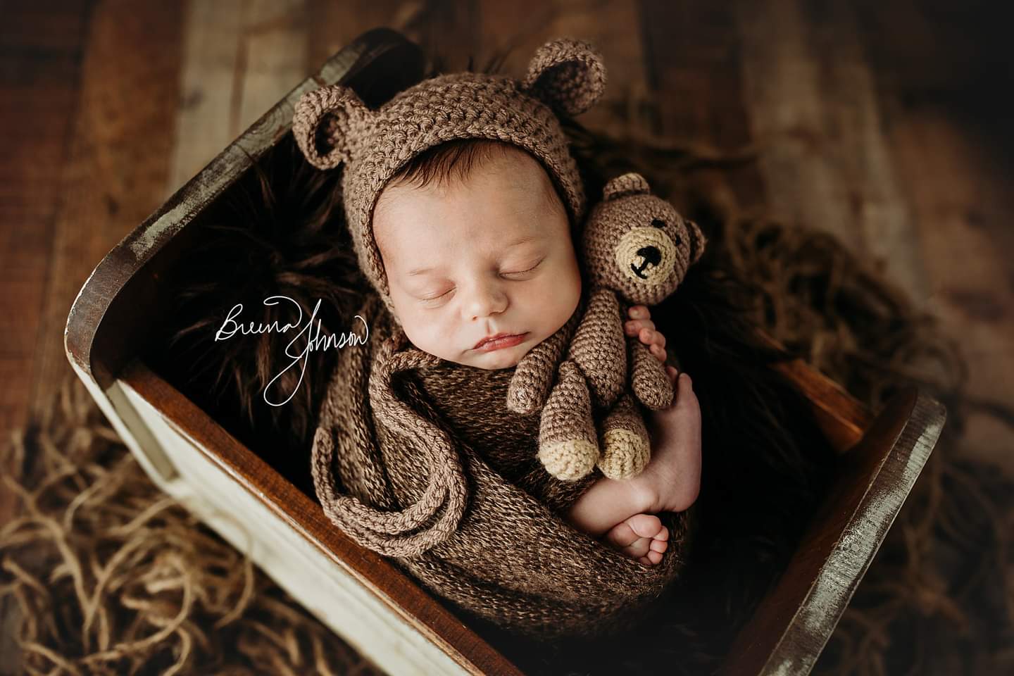 Crochet Teddy Bear Hat and Toy Set For Newborn Photo Sessions Photography Prop Bear Toy Set 