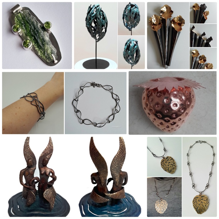 collection of items sold comprising bronze sculptures, jewellery and decor pieces