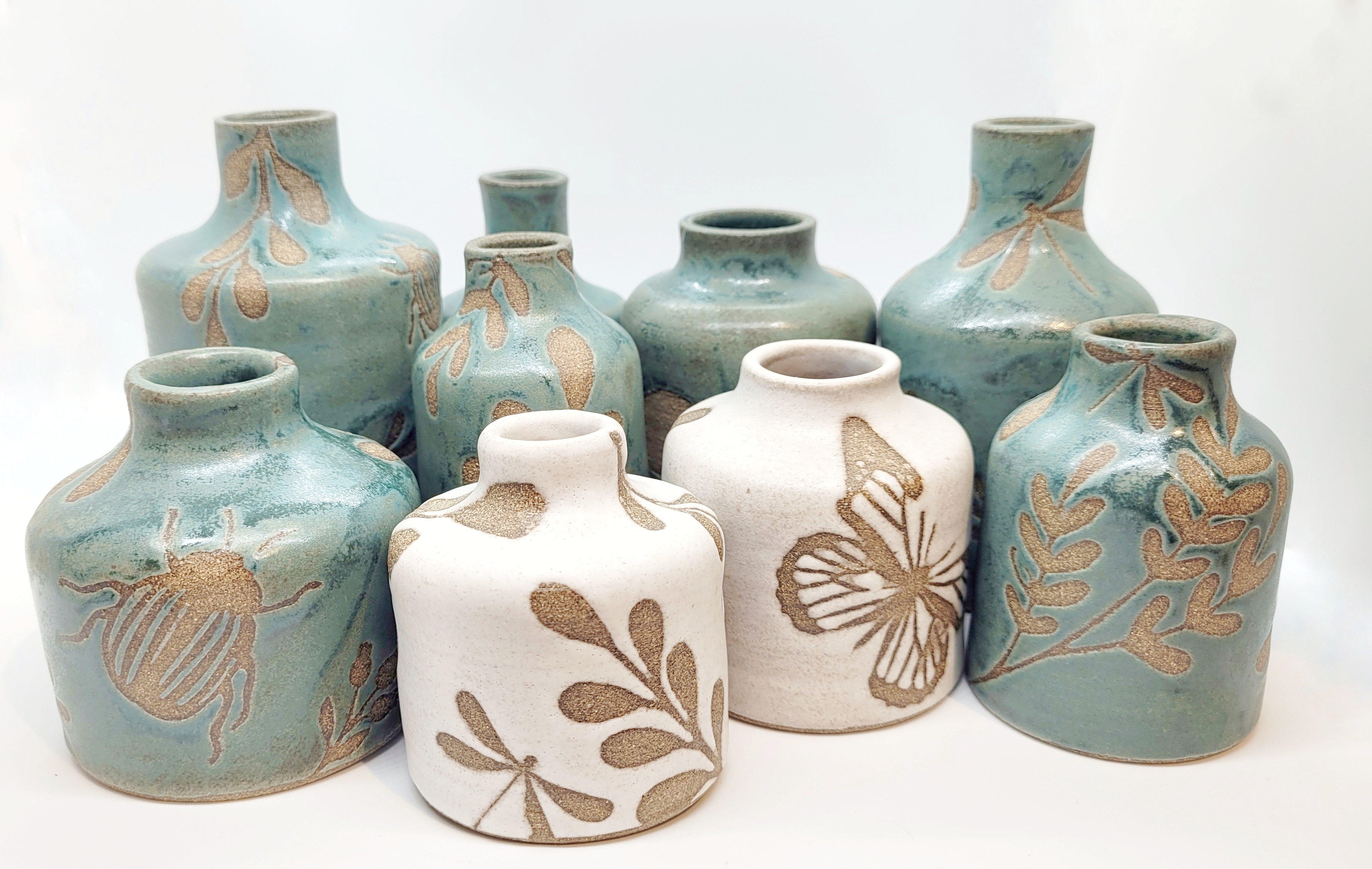 Group of small bottle bud vases