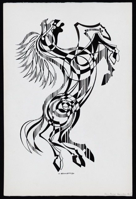 Art by Manuel Bennett, Show Horse Variation No. 5 (1984), Pen and ink