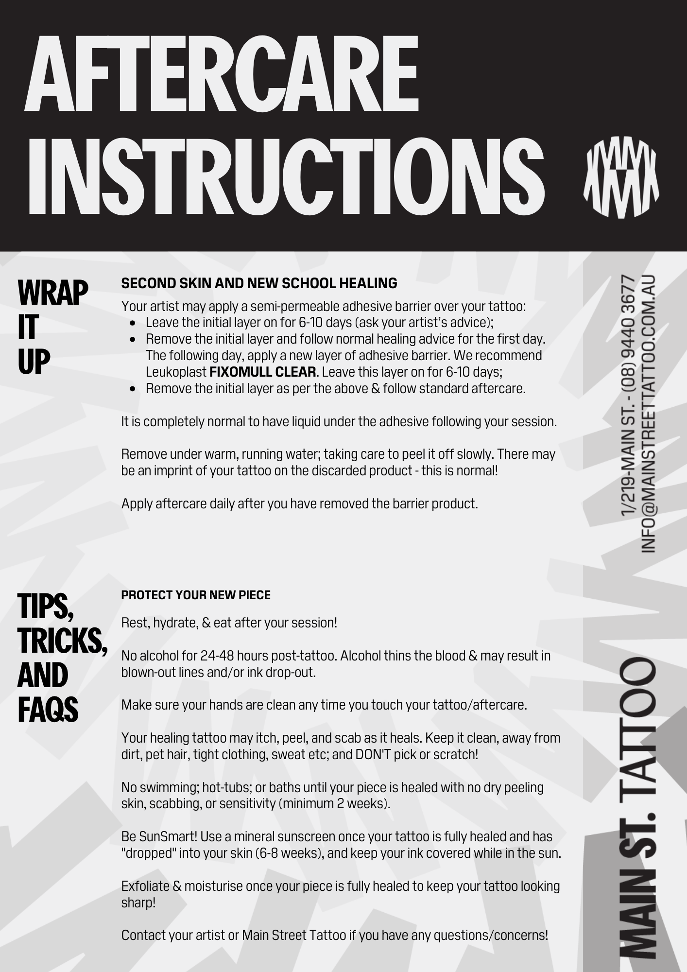 Main Street Tattoo Perth aftercare instructions PAGE 2