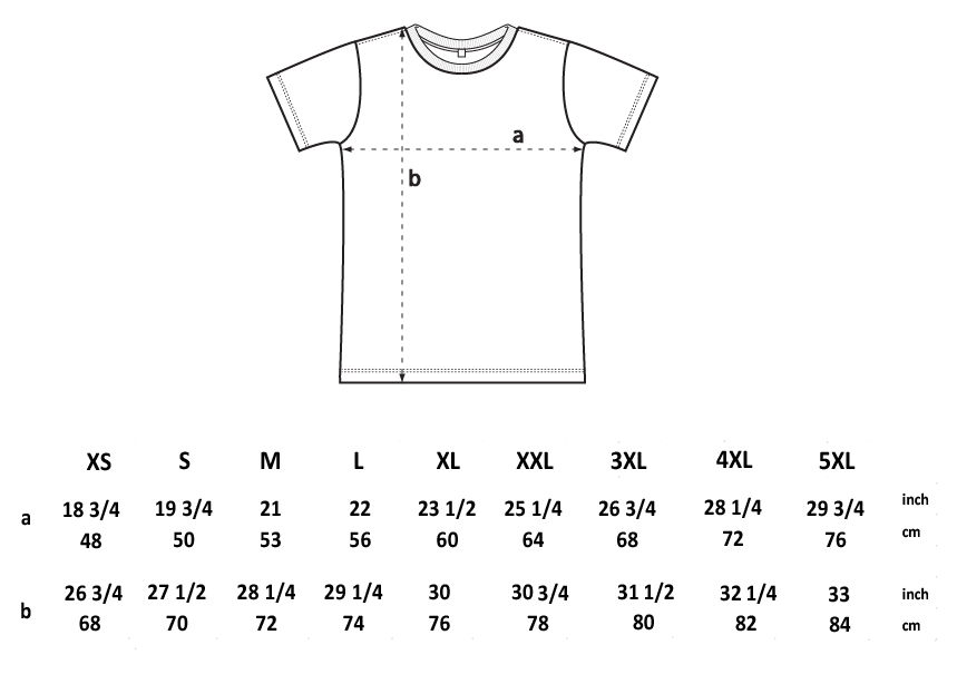 T-Shirt Size Chart 