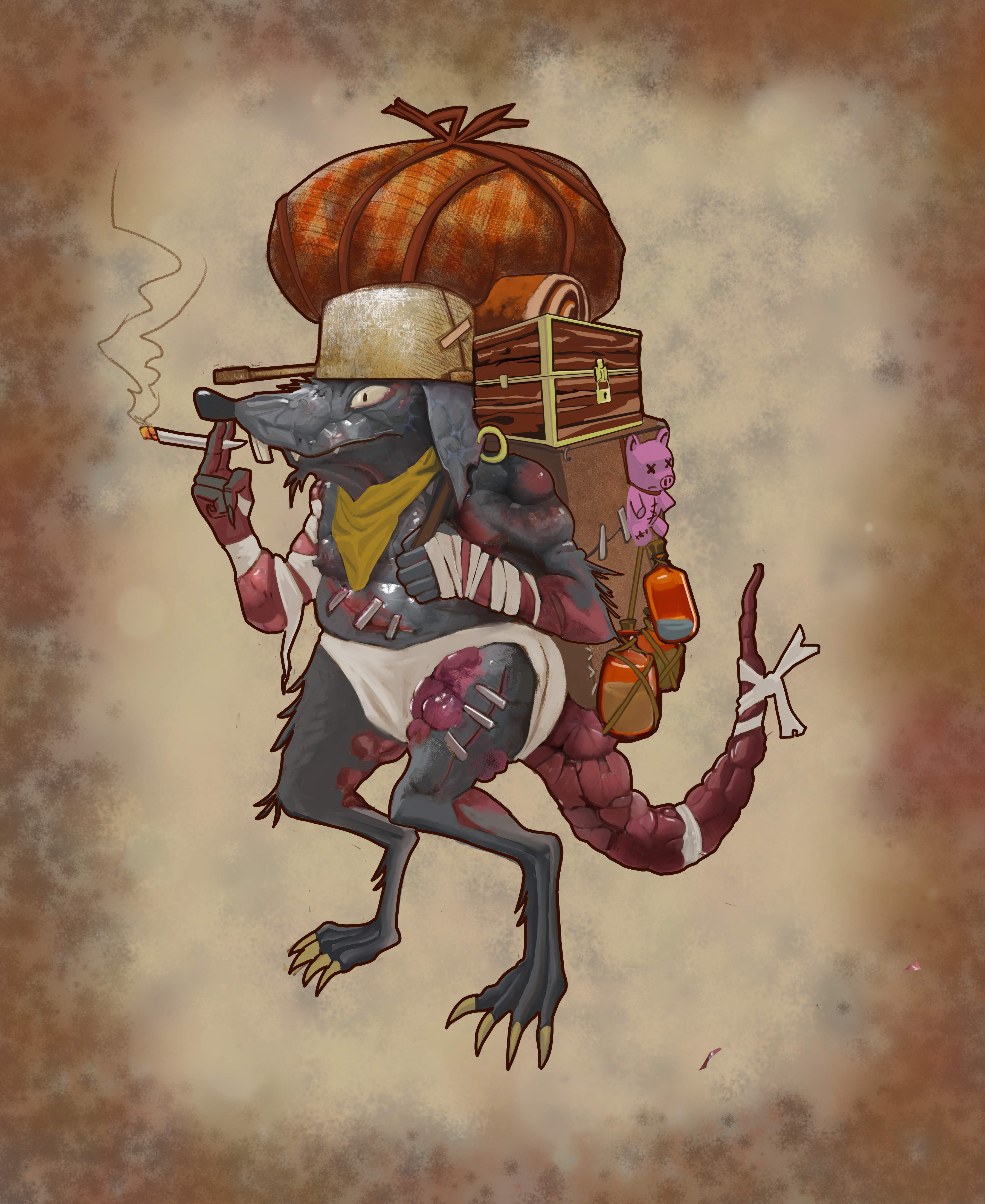 rat character merchant, character design rat, rat character design, sewercide