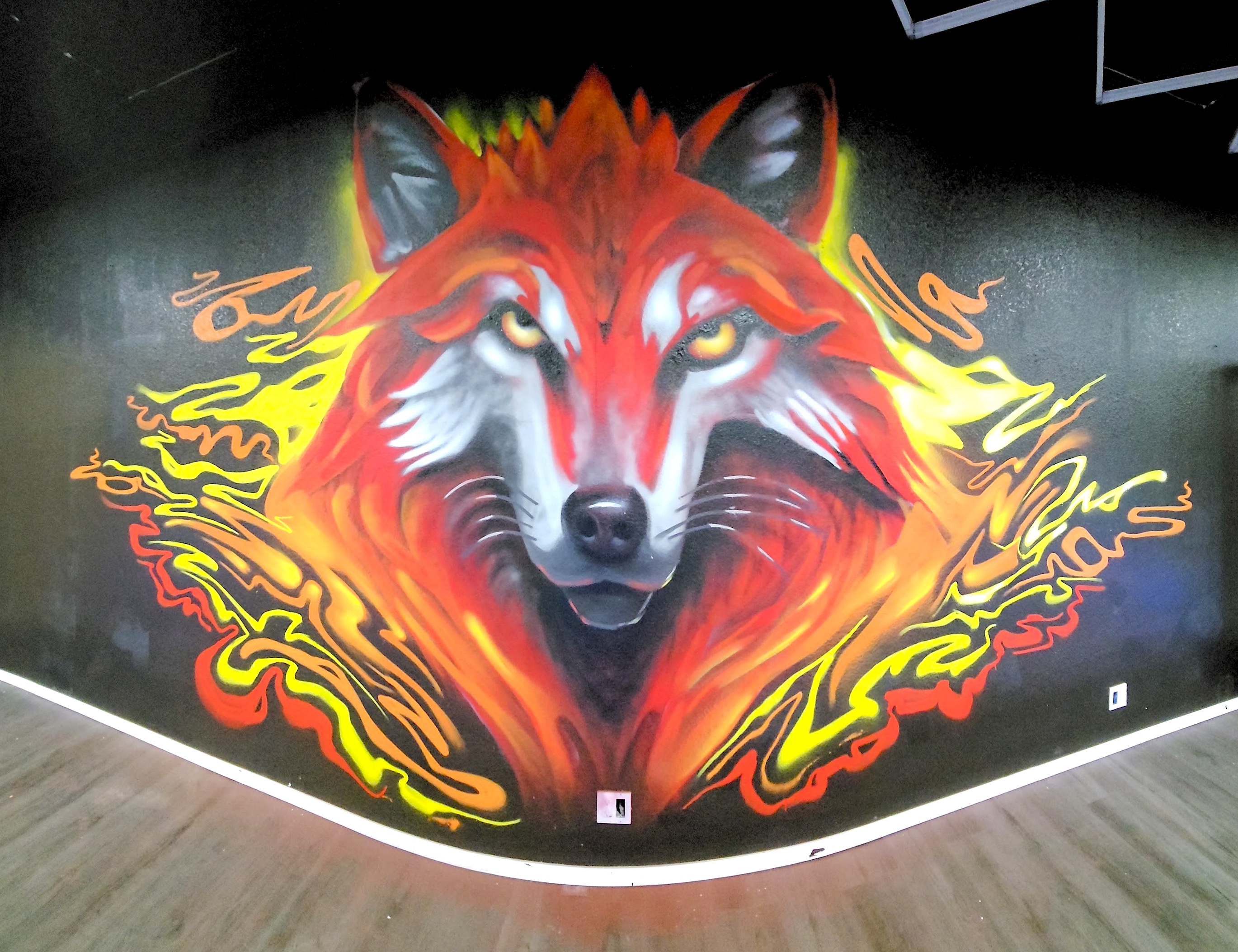 red wolf mural