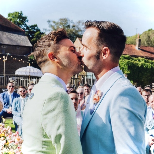 Gay wedding Kiss Adam Dan Brighton 
