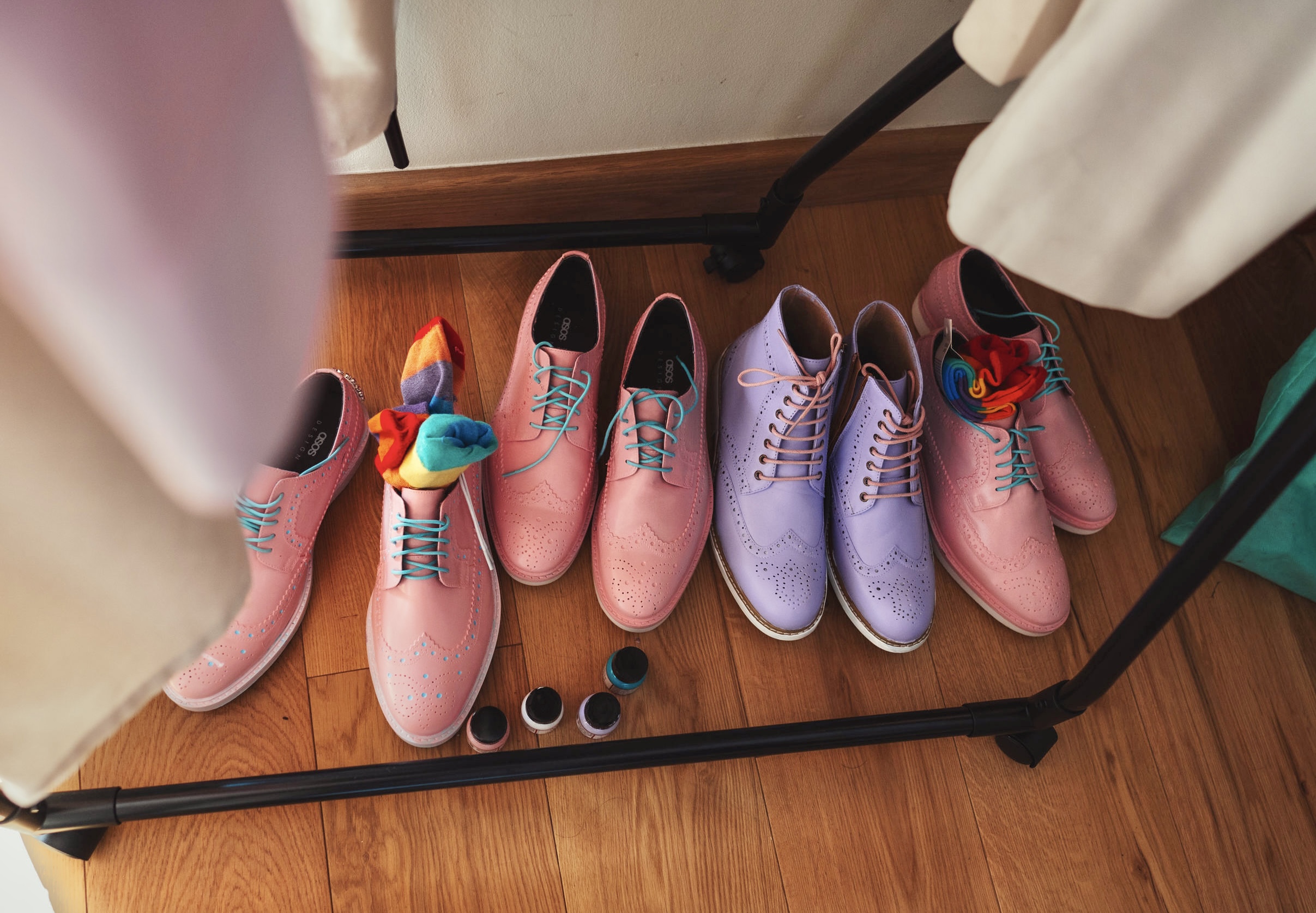 DIY leather paint brogues wedding shoes colourful 