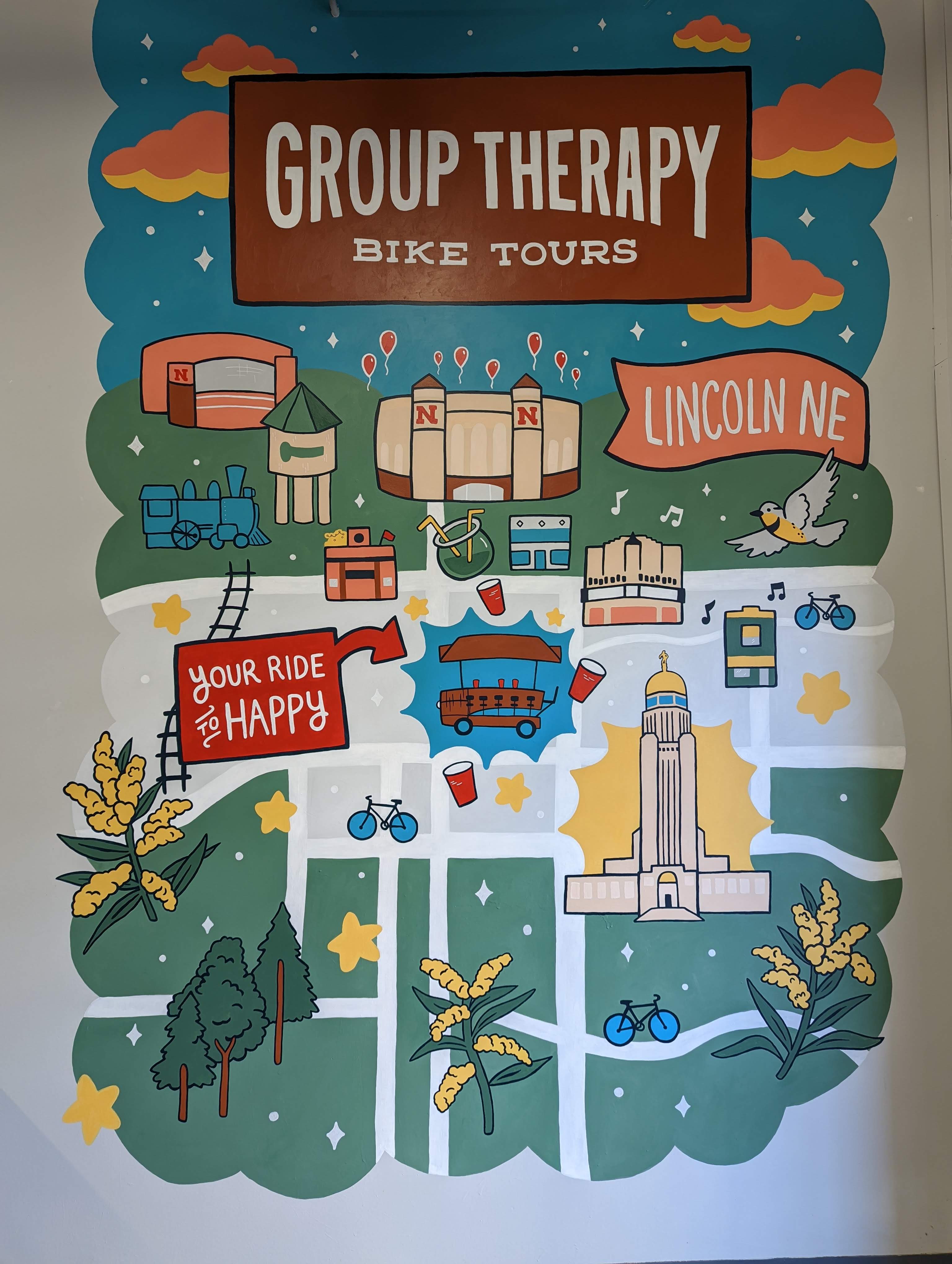 Group Therapy bike tours mural