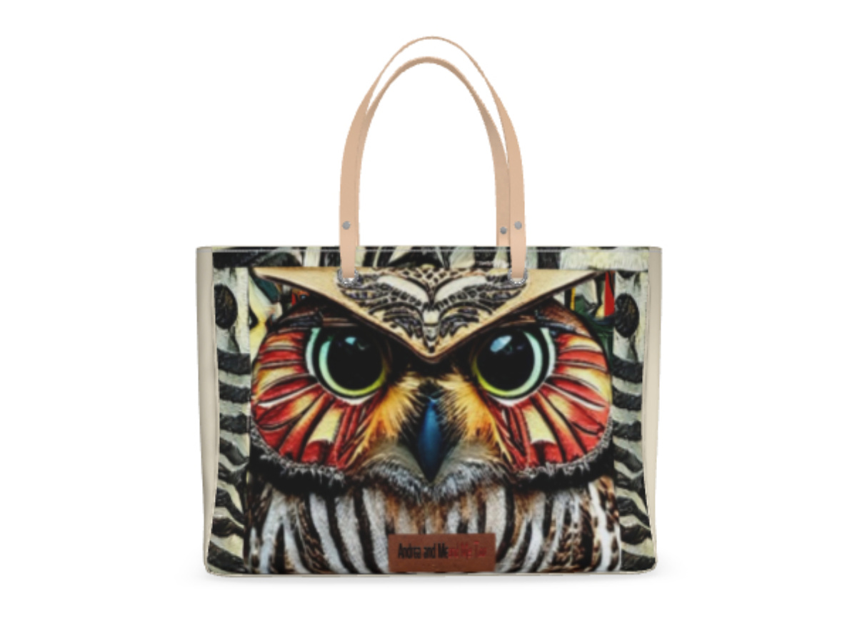 Owl Face Leather Handbag Tote from Designs by Ann https://www.bagsoflove.com/stores/artistic-designs-by-ann
