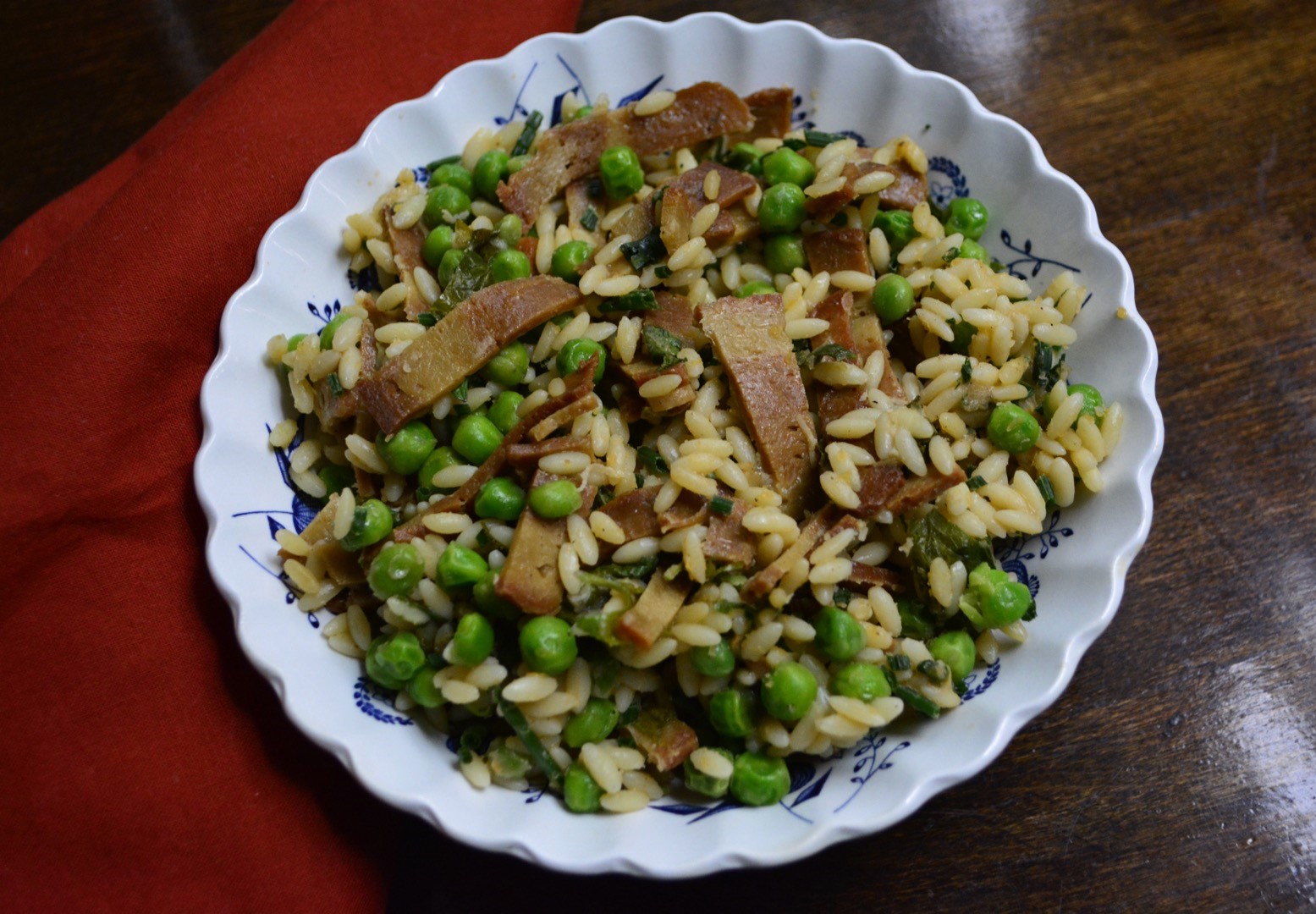 bacn and peas pasta