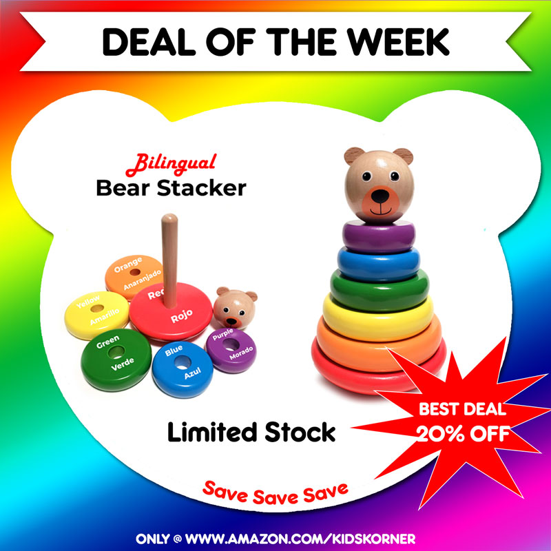 JUMBO STACKING TOY, LEARNING COLORS TOY, LEARNING COUNTING TOY, BEAR TOY, BILINGUAL TOY