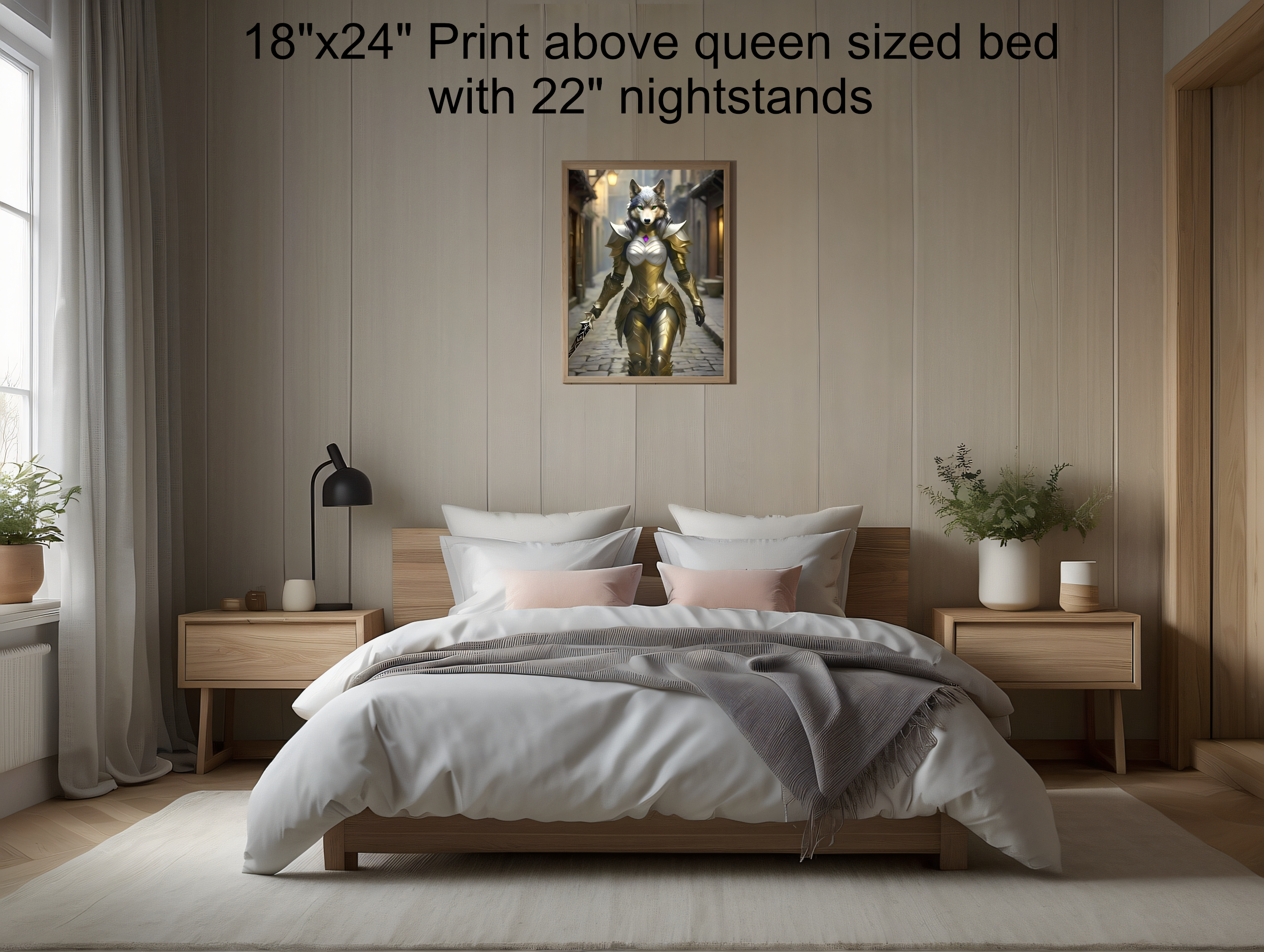 print size chart for 18"x24" print in bedroom