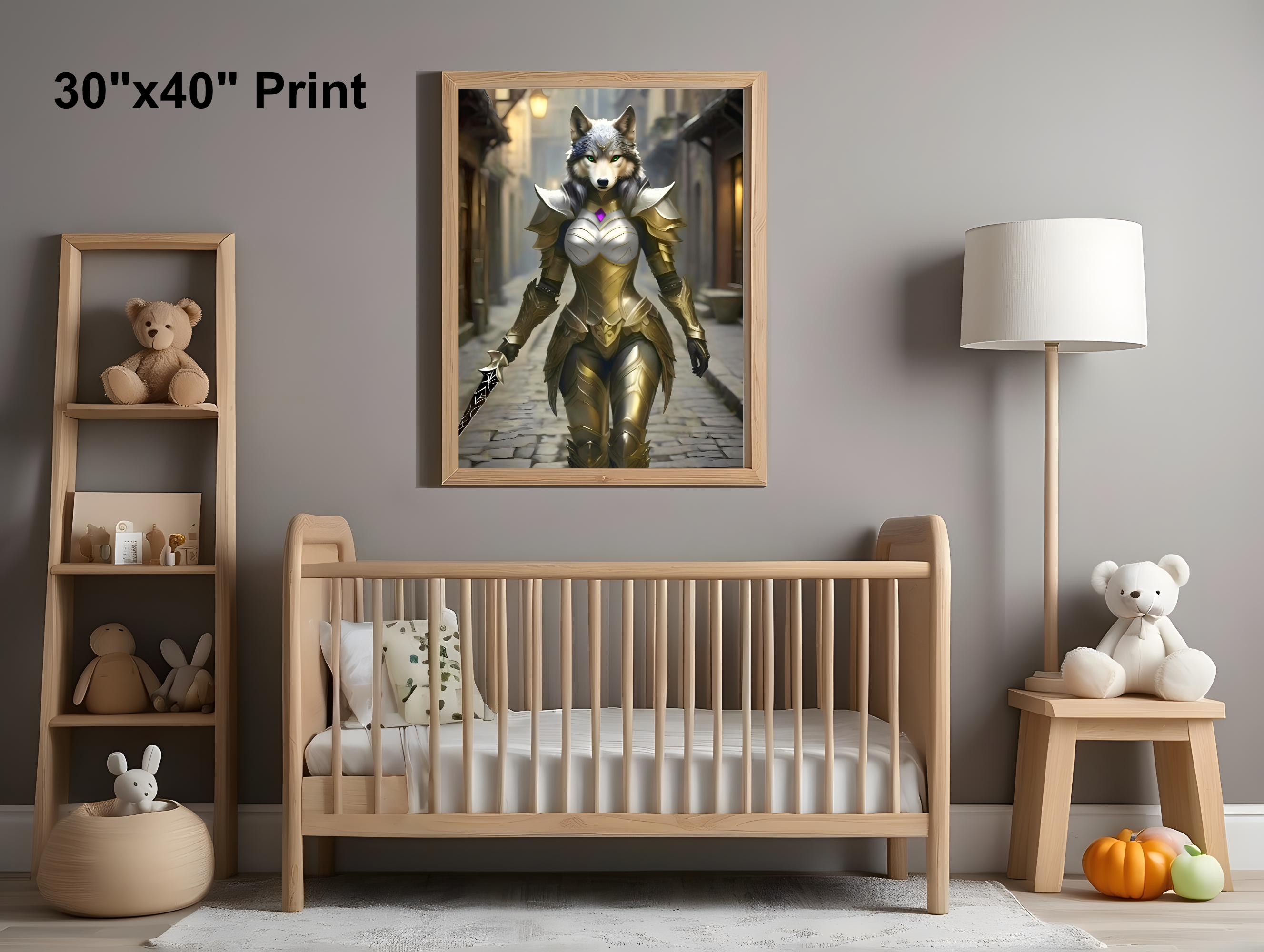 print size chart for 30"x40" print in kids room