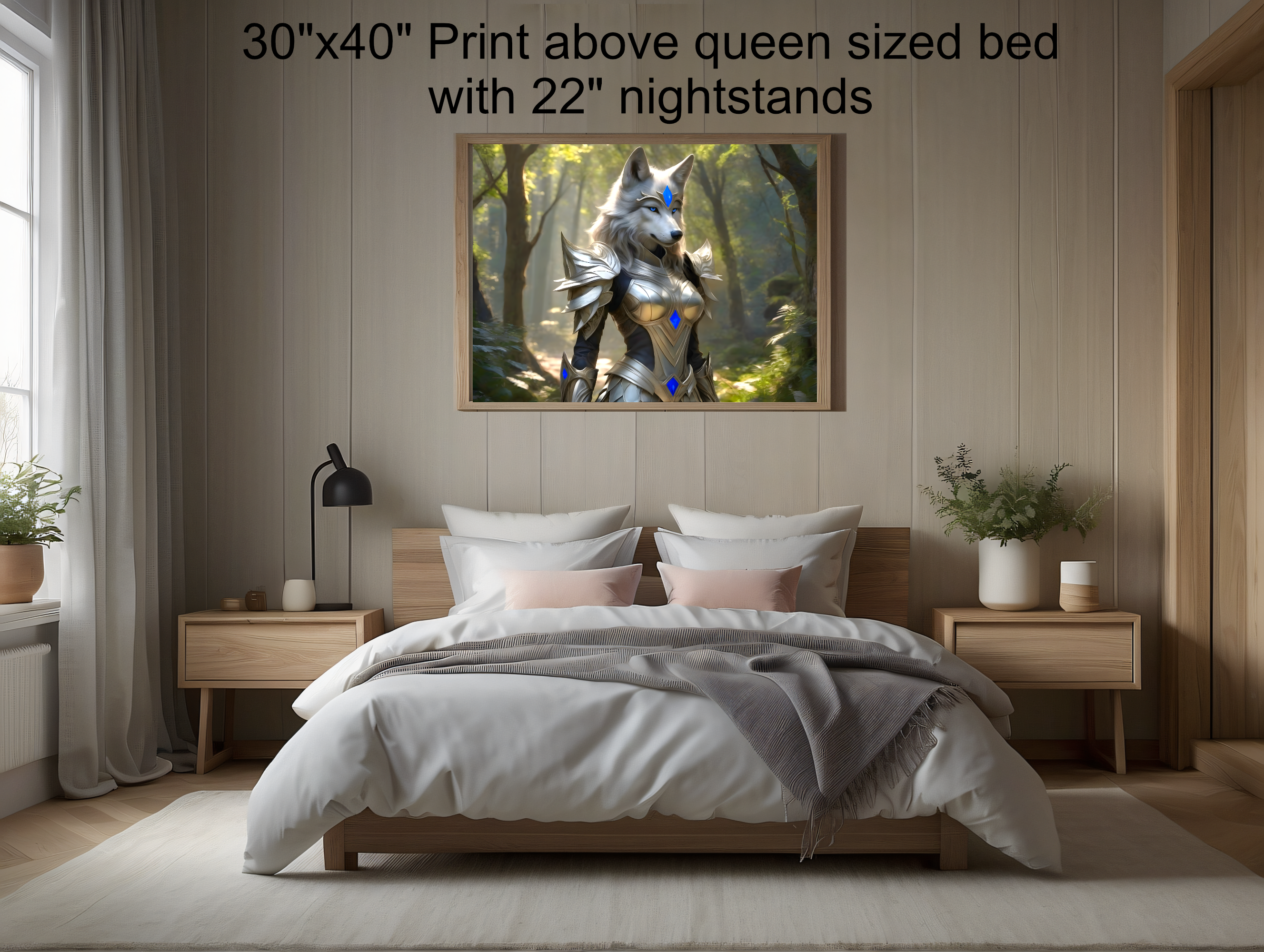 print size chart for 30"x40" print in bedroom