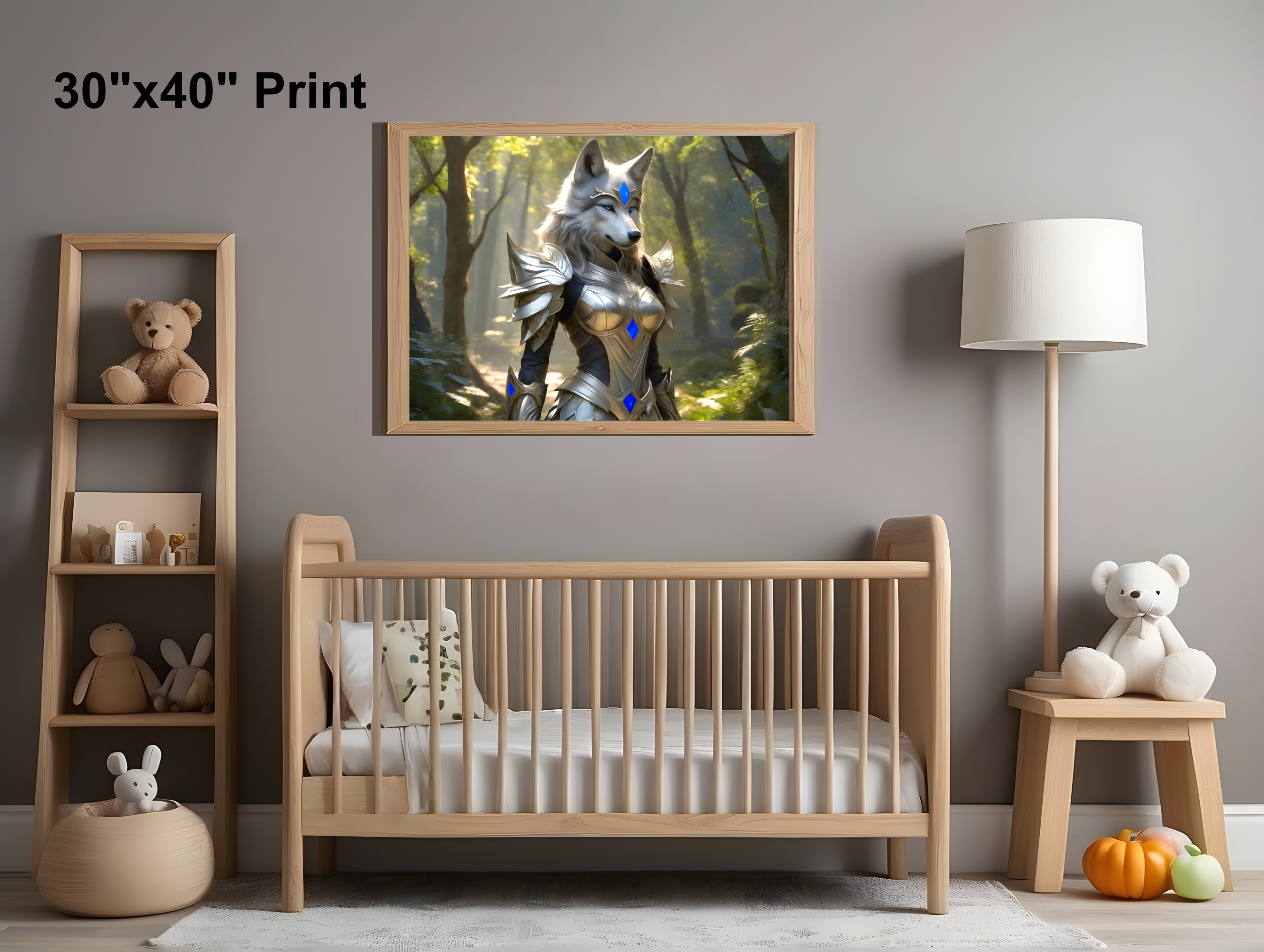 print size chart for 30"x40" print in kids room