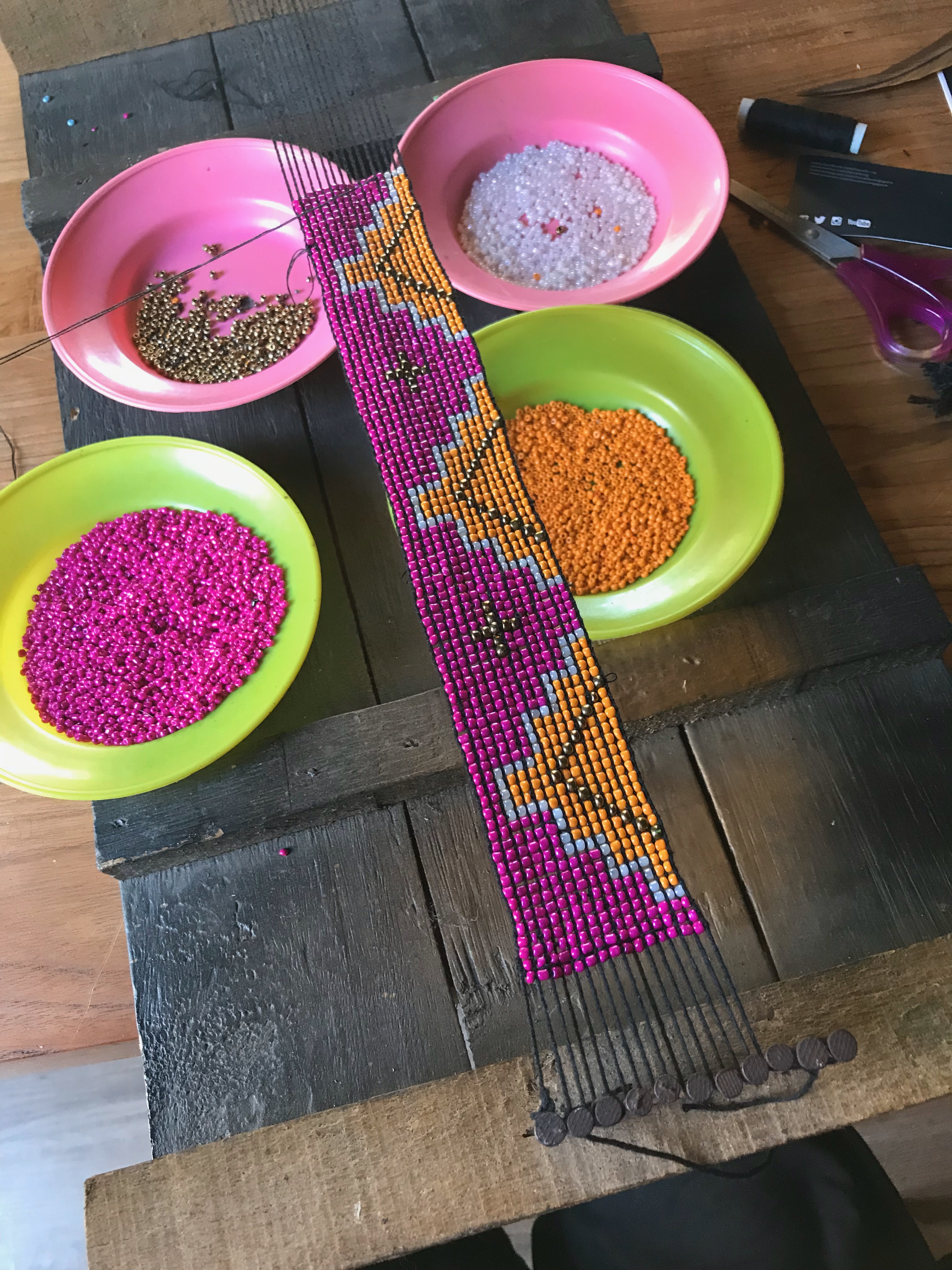 hand beading for the headdress