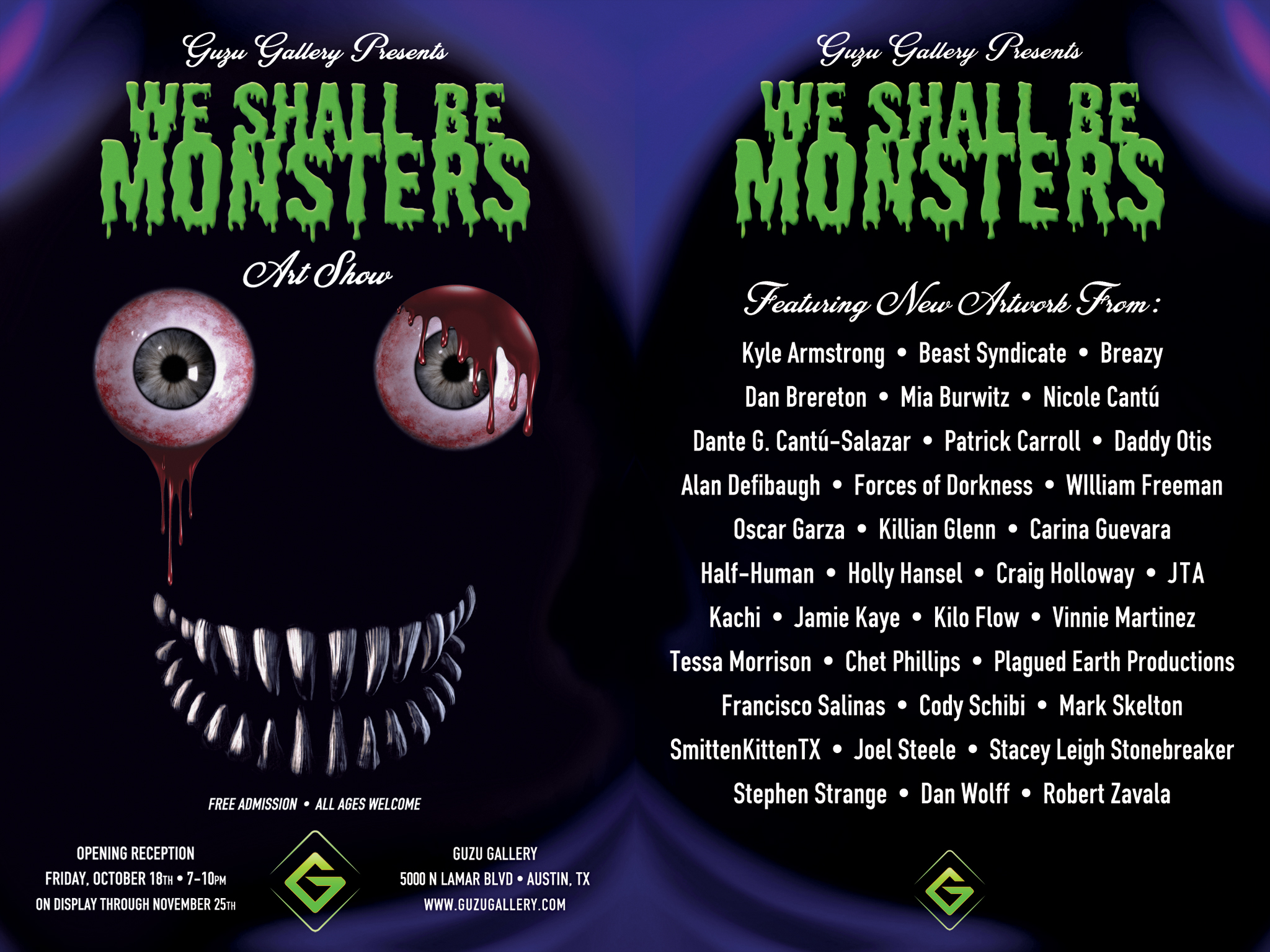 We Shall Be Monsters postcard - both sides