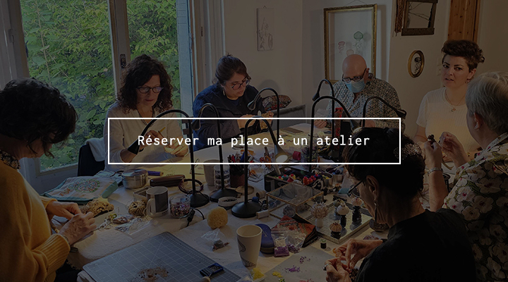 atelier broderie, élèves de sersialle Margot Agnus