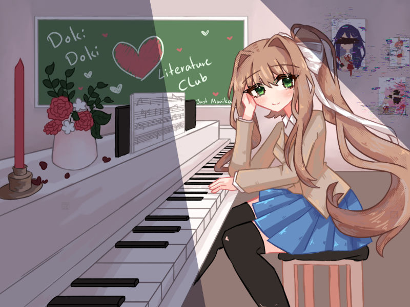 Fanart of Monika from the game Doki Doki Literature Club