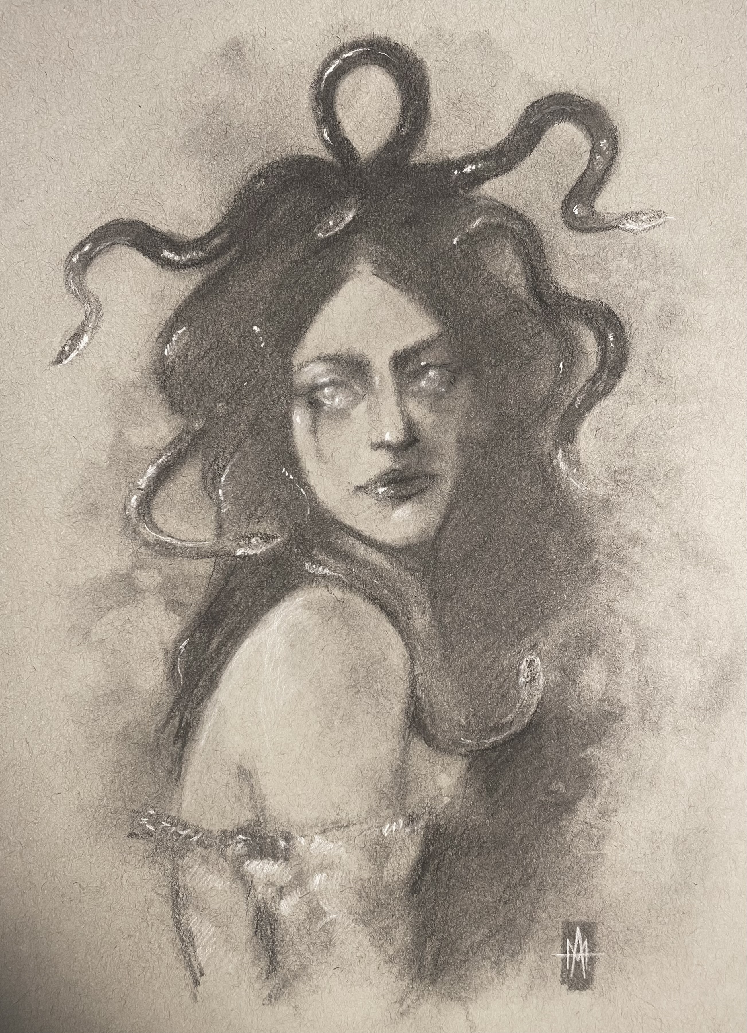 Medusa-charcoal on paper