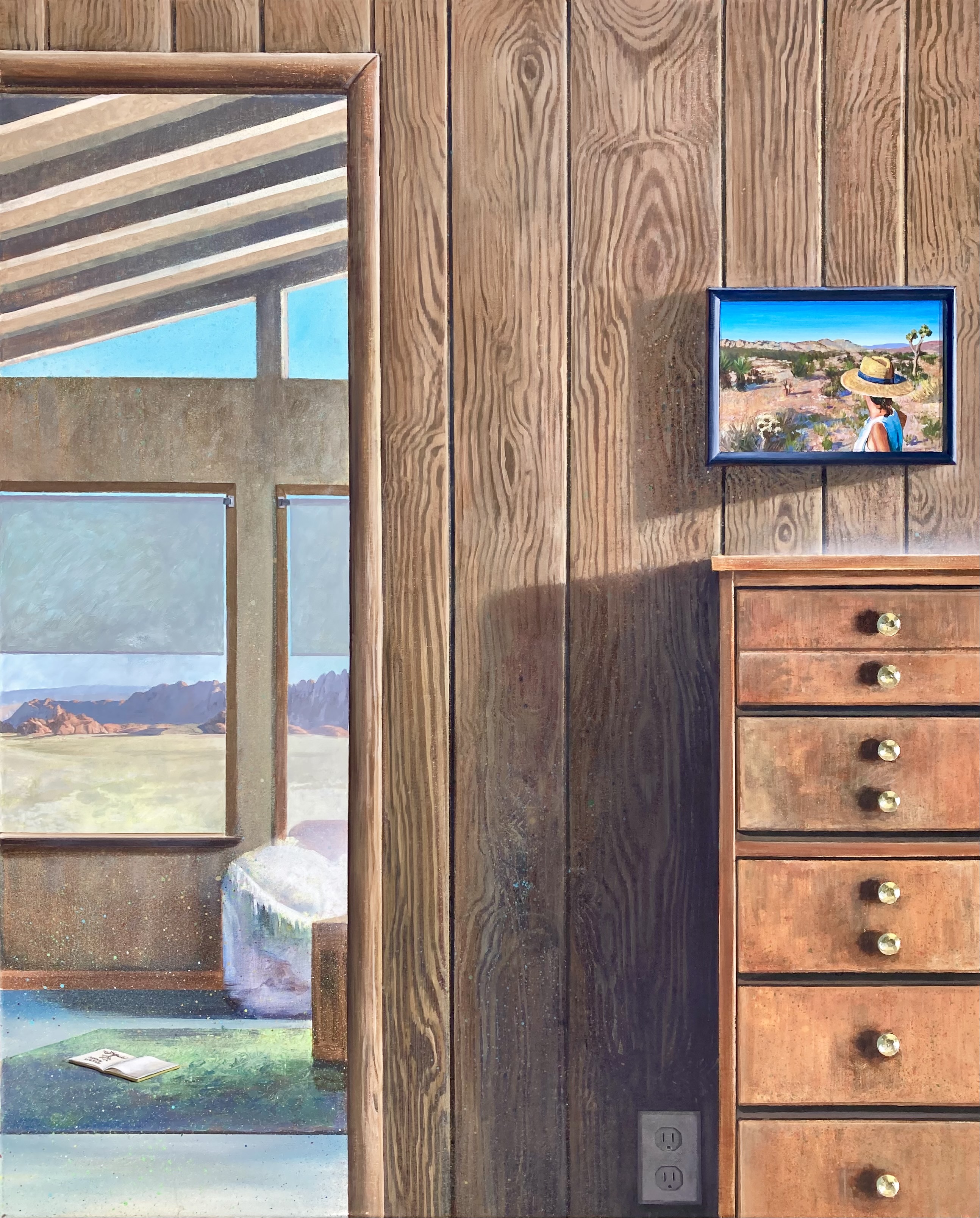 "Windows in the Mojave" acrylic on canvas, 34" x 42", 2022